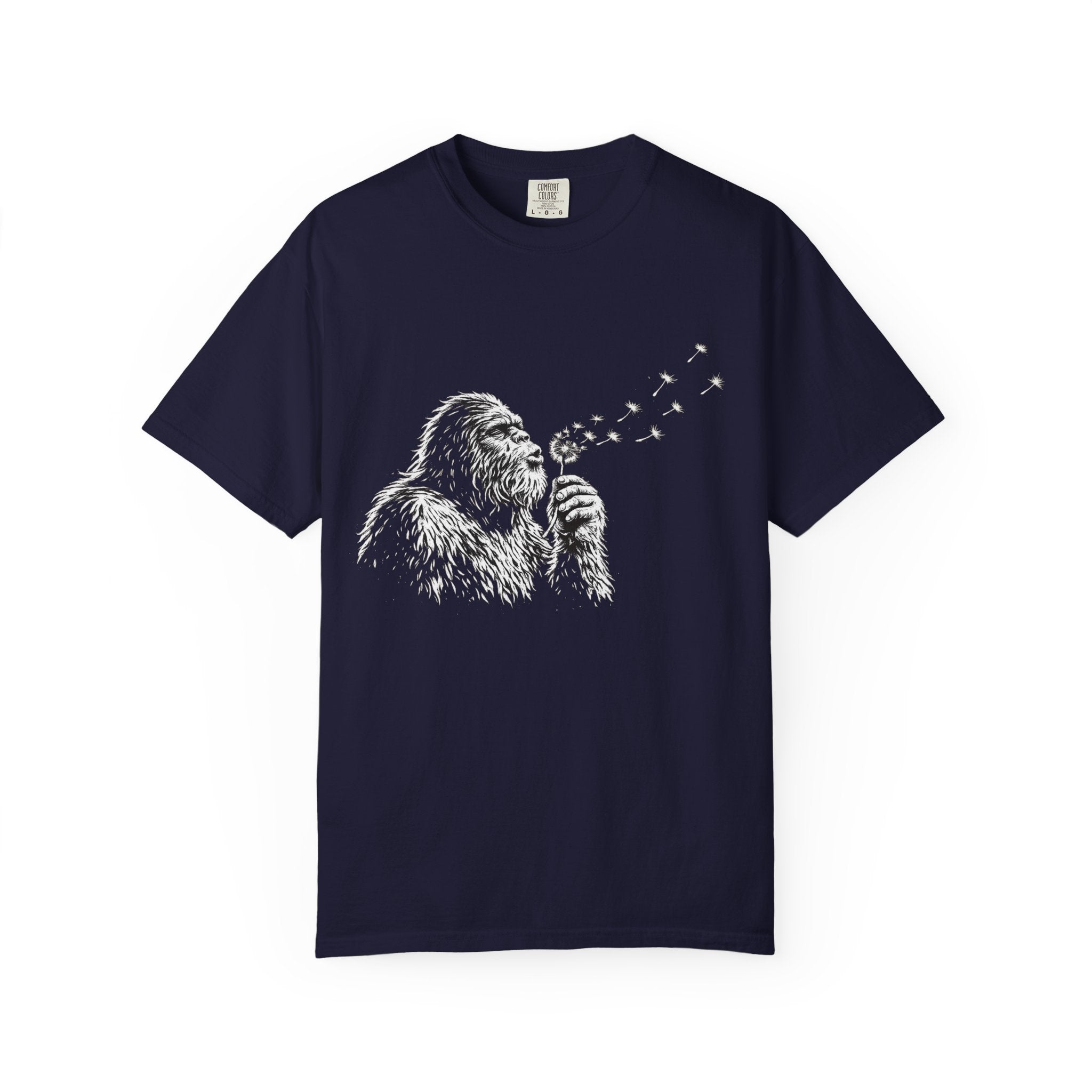 Sasquatch Blowing a Dandelion Garment-Dyed Adult T-Shirt