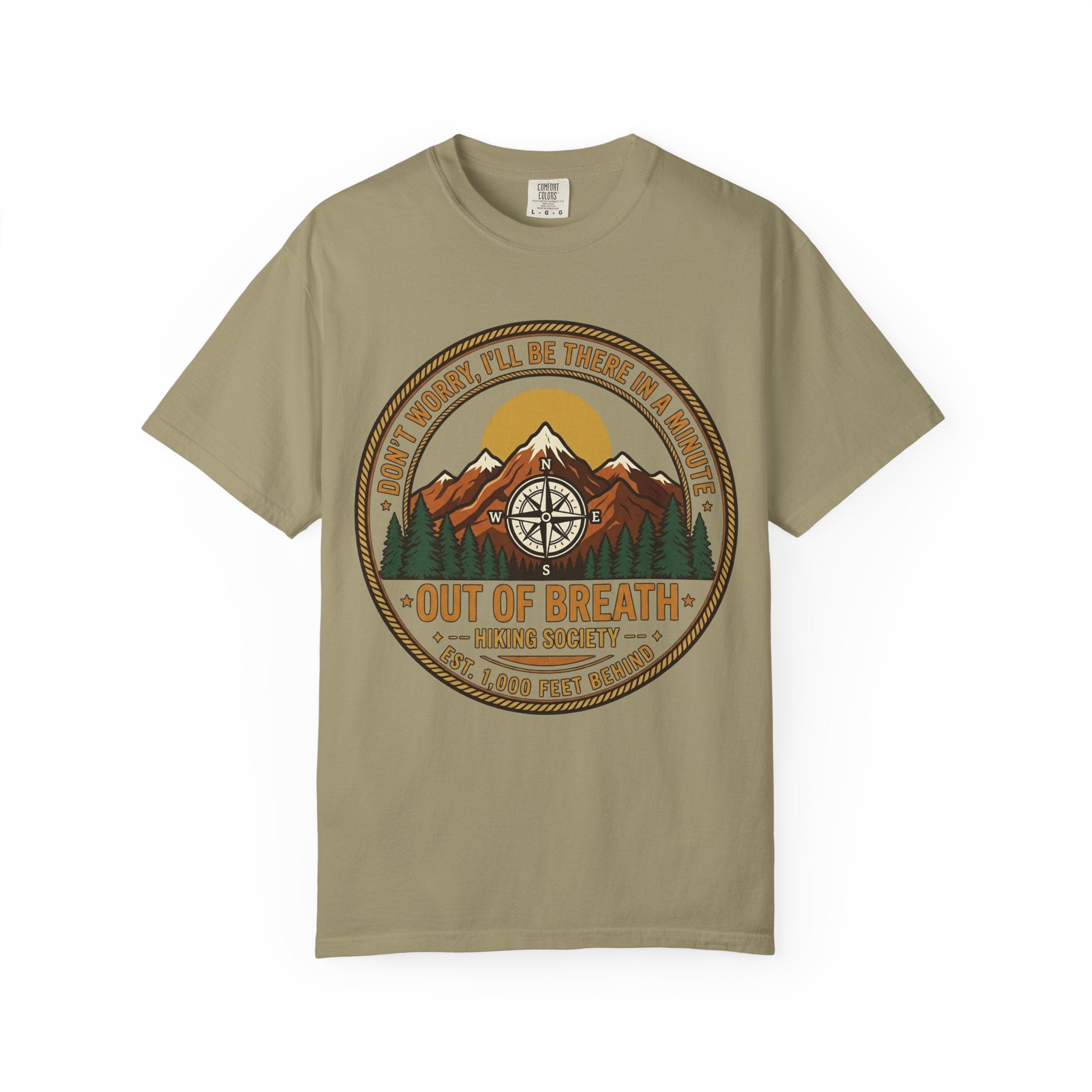 Out of Breath Hiking Society Adult Garment-Dyed T-Shirt