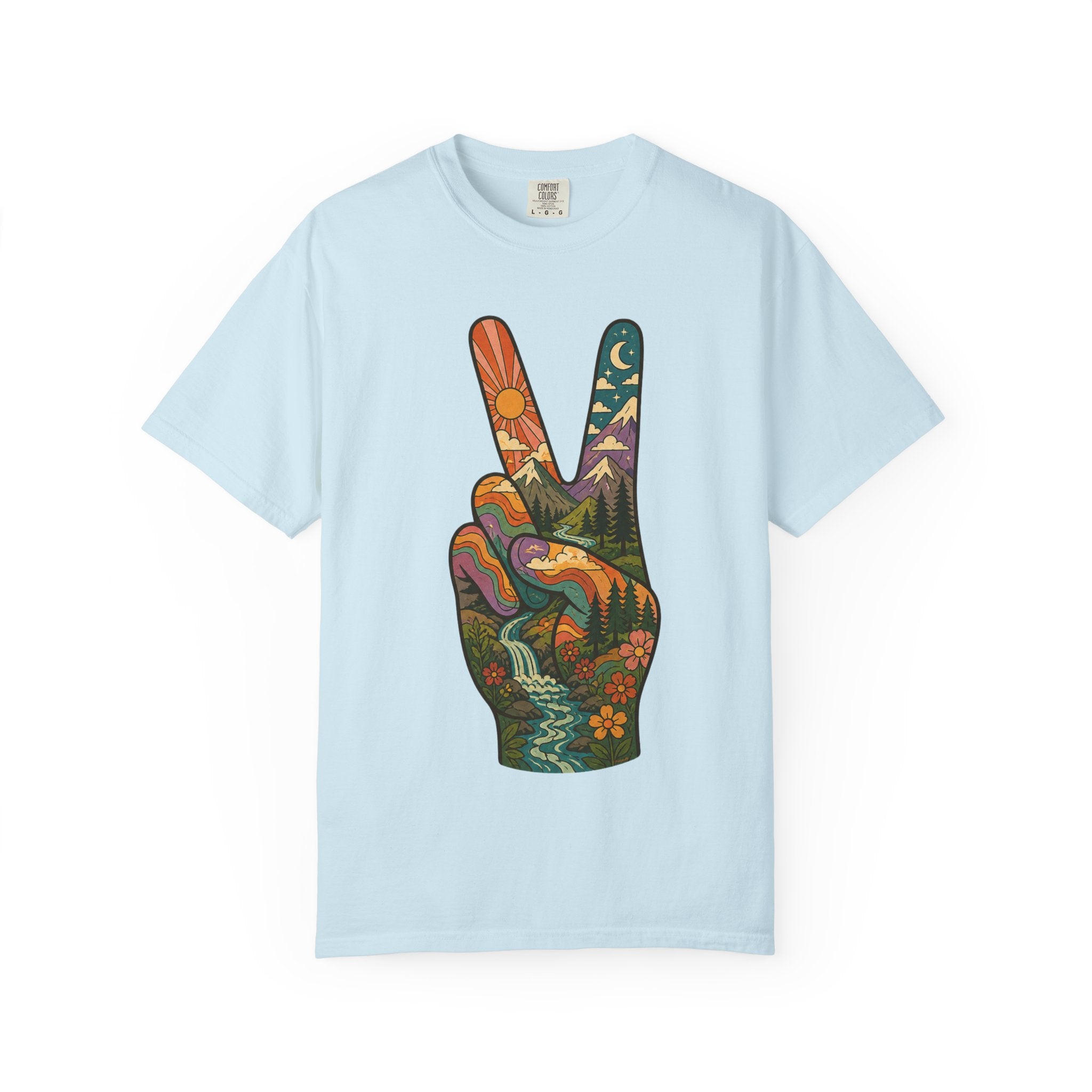 Groovy Peace Sign Unisex Garment-Dyed Adult T-Shirt