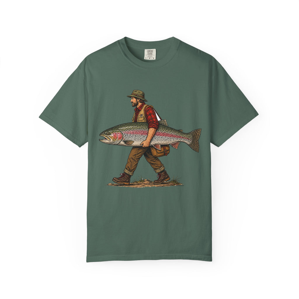 Fisherman - Huge Rainbow Trout Unisex Garment-Dyed Adult T-shirt