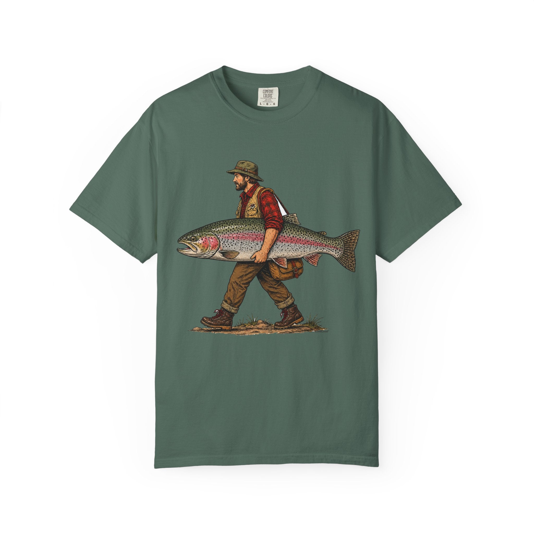 Fisherman - Huge Rainbow Trout Unisex Garment-Dyed Adult T-shirt