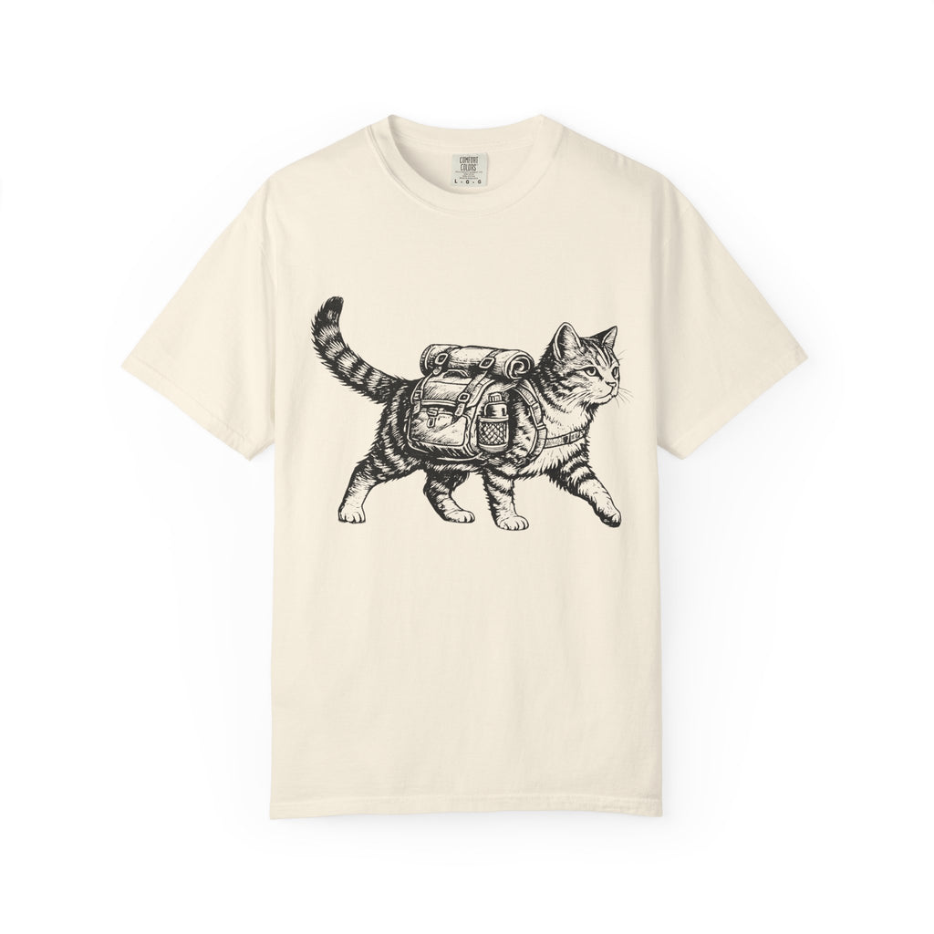 Backpacking Kitty Garment-Dyed Adult T-Shirt
