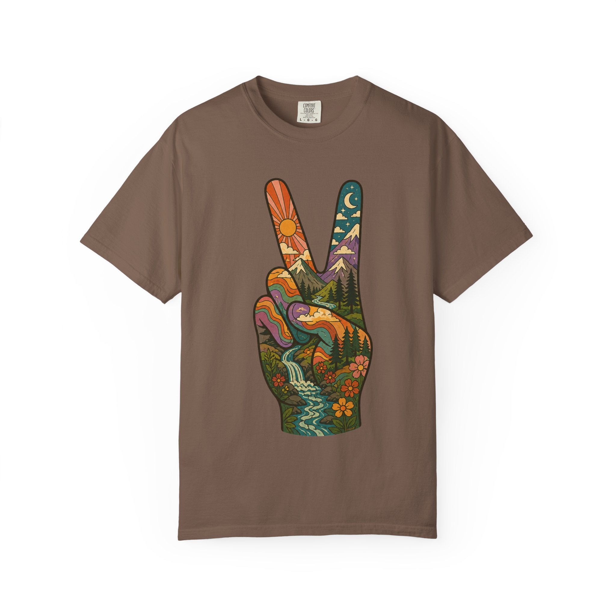 Groovy Peace Sign Unisex Garment-Dyed Adult T-Shirt