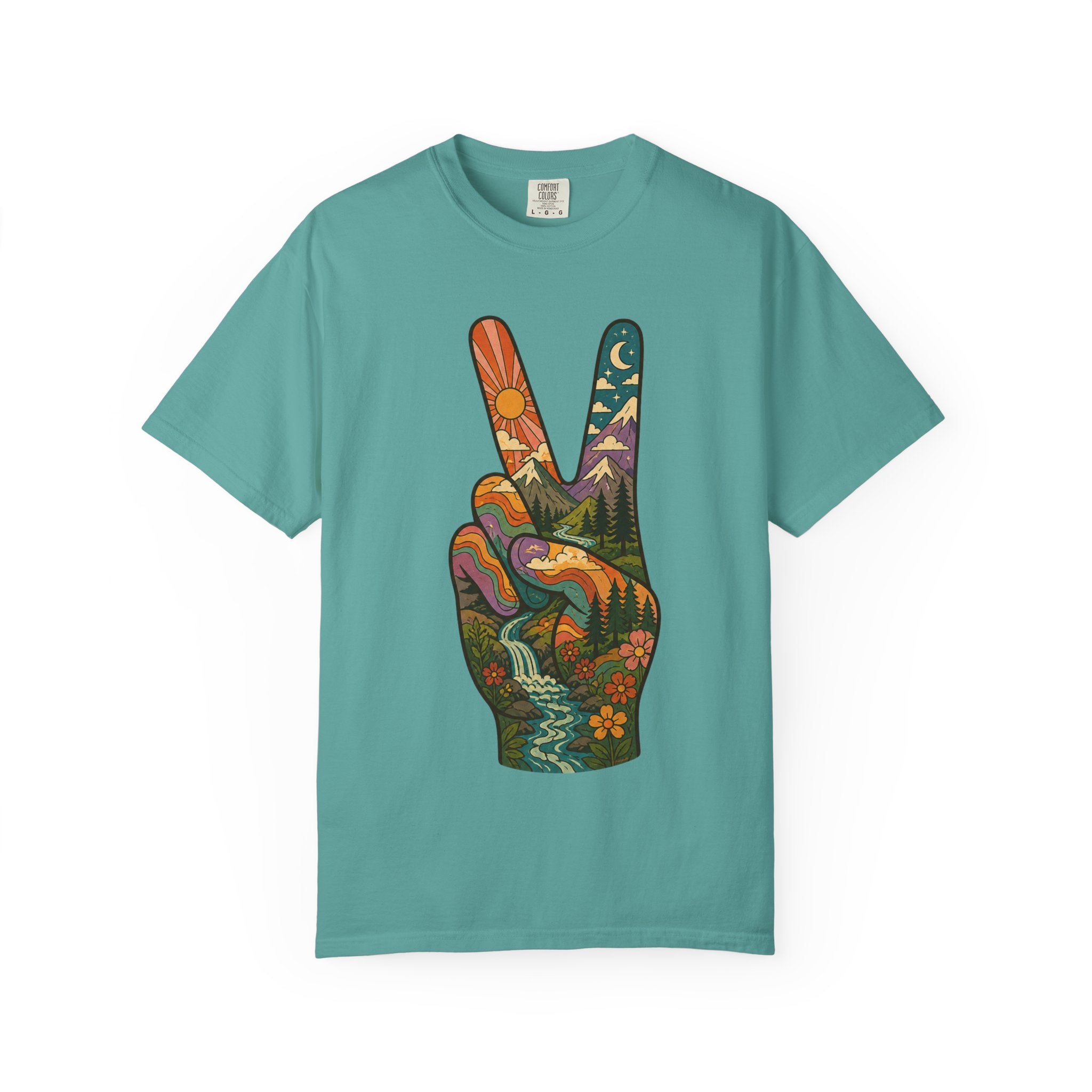 Groovy Peace Sign Unisex Garment-Dyed Adult T-Shirt