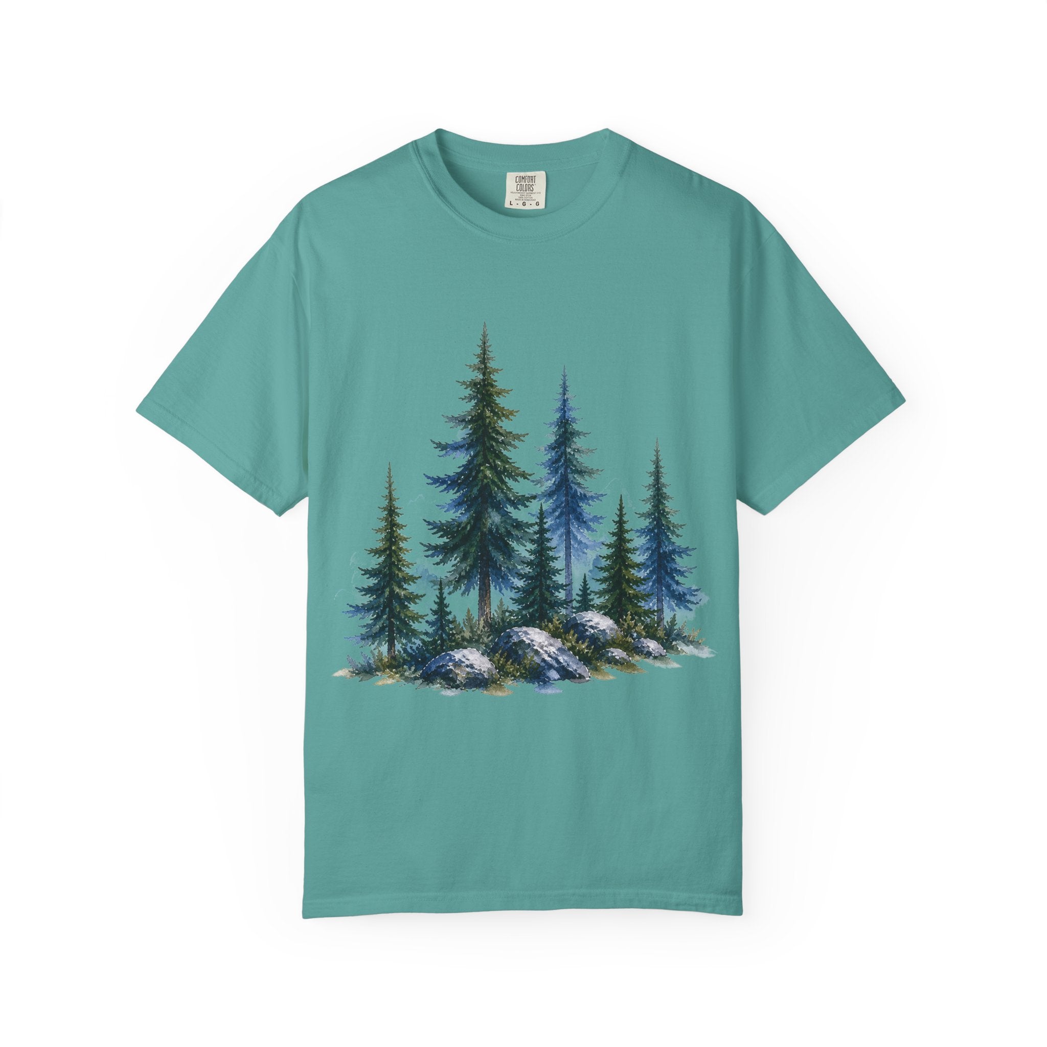 Watercolor Pine Trees Garment-Dyed T-Shirt