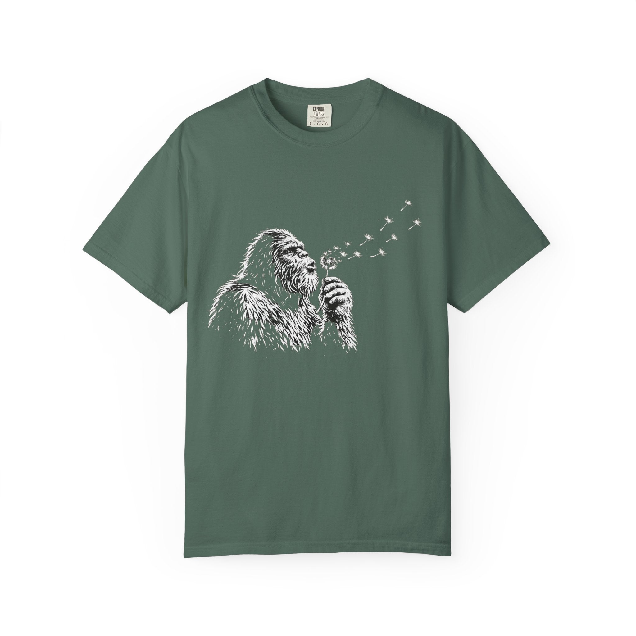 Sasquatch Blowing a Dandelion Garment-Dyed Adult T-Shirt