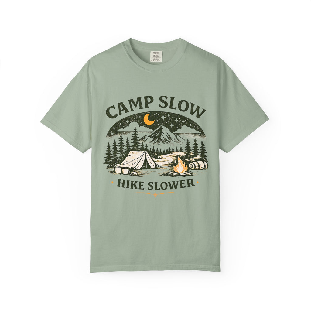 Camp Slow Hike Slower Unisex Garment-Dyed T-shirt