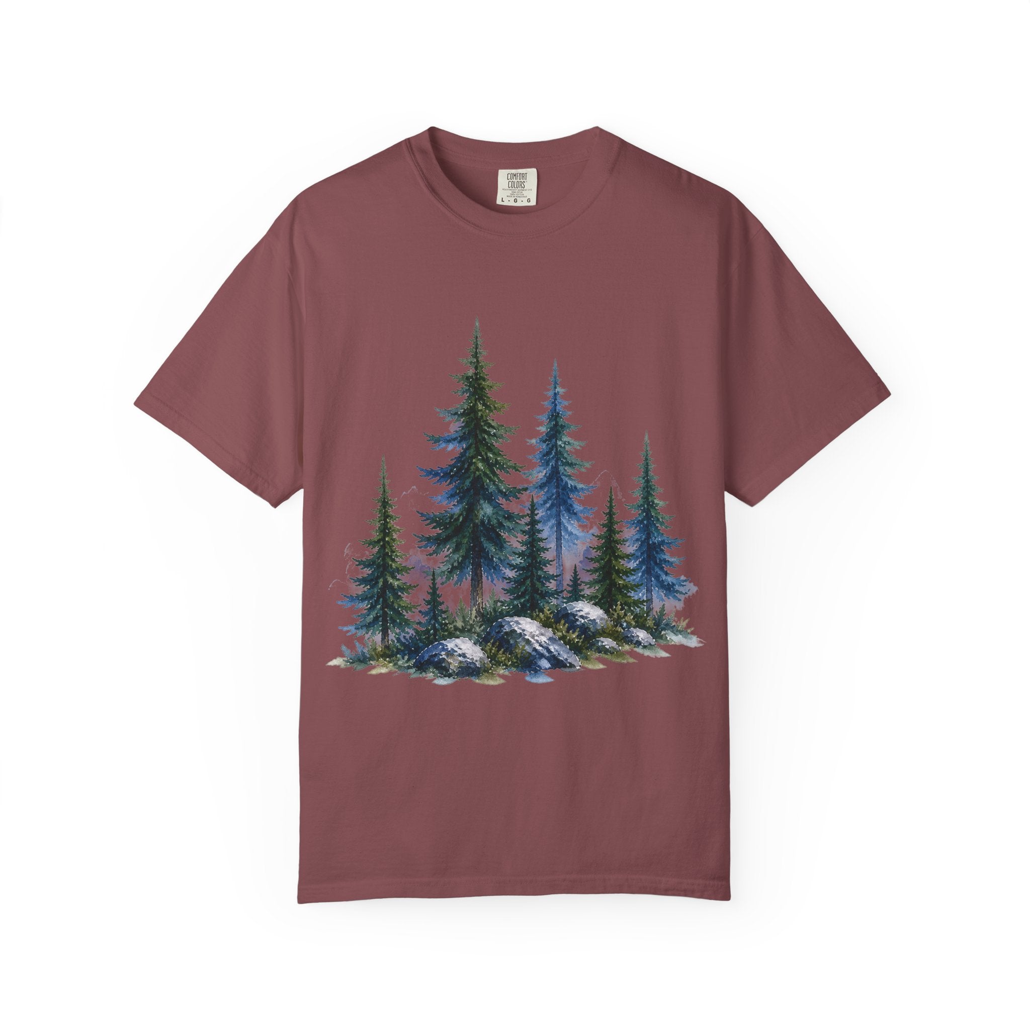 Watercolor Pine Trees Garment-Dyed T-Shirt