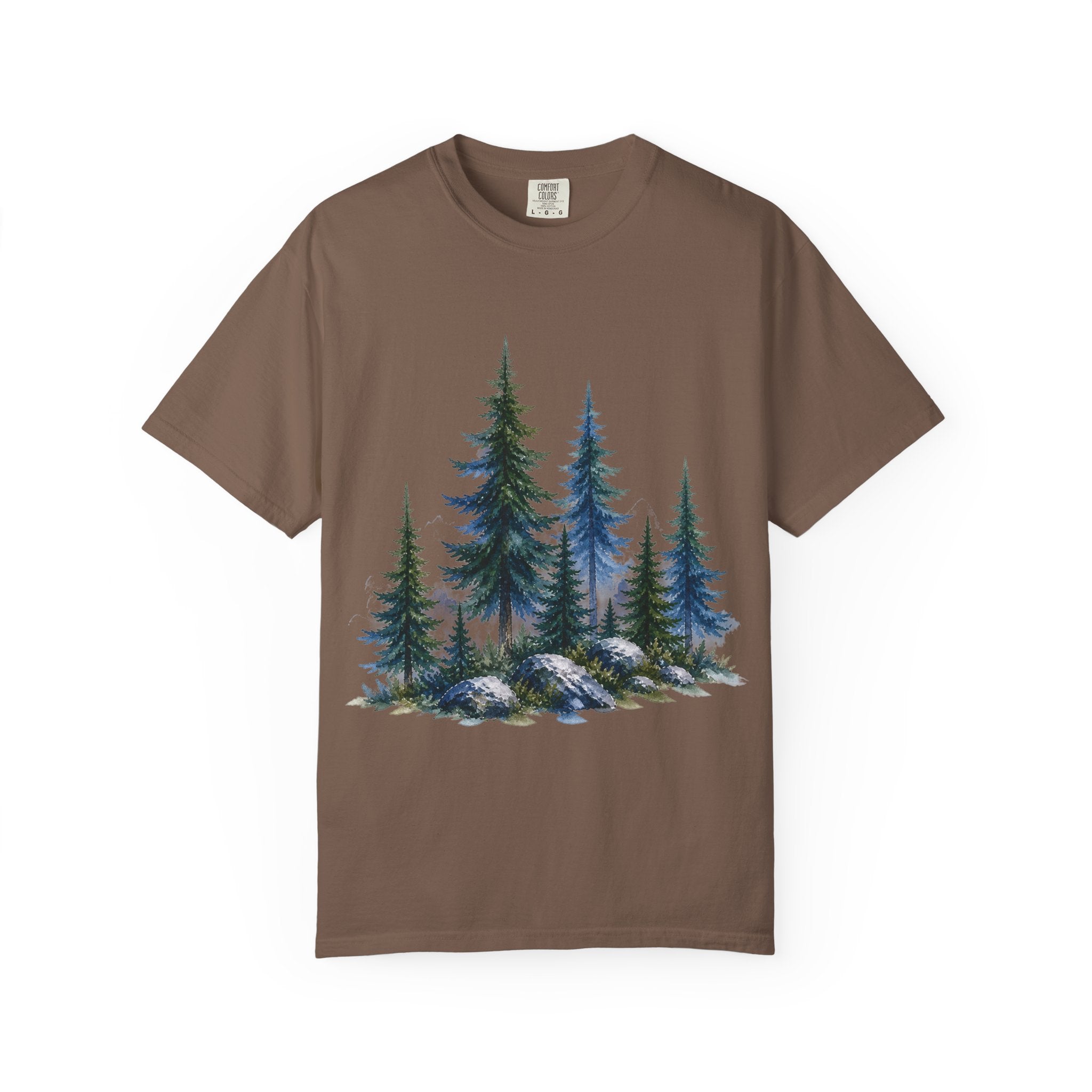 Watercolor Pine Trees Garment-Dyed T-Shirt