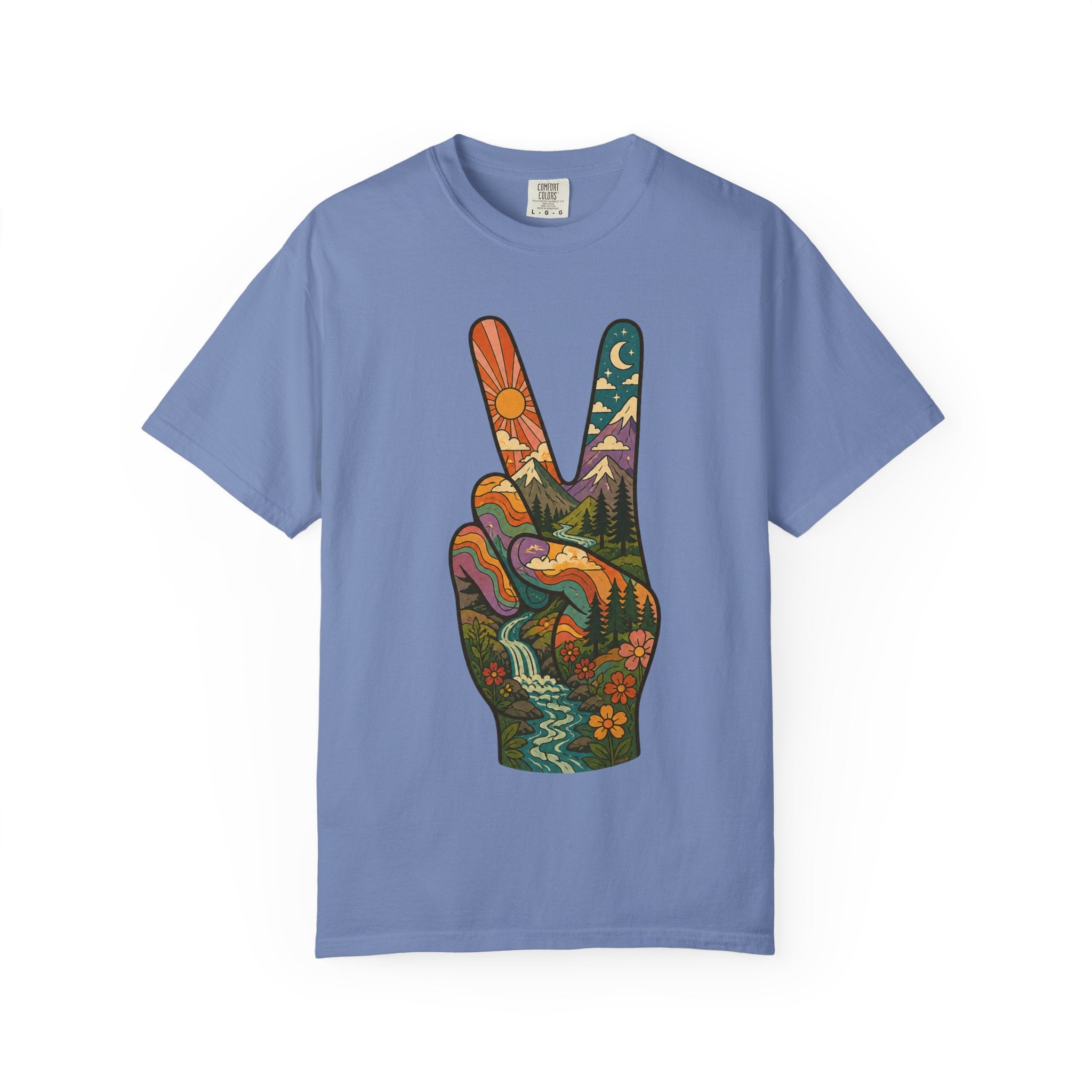 Groovy Peace Sign Unisex Garment-Dyed Adult T-Shirt