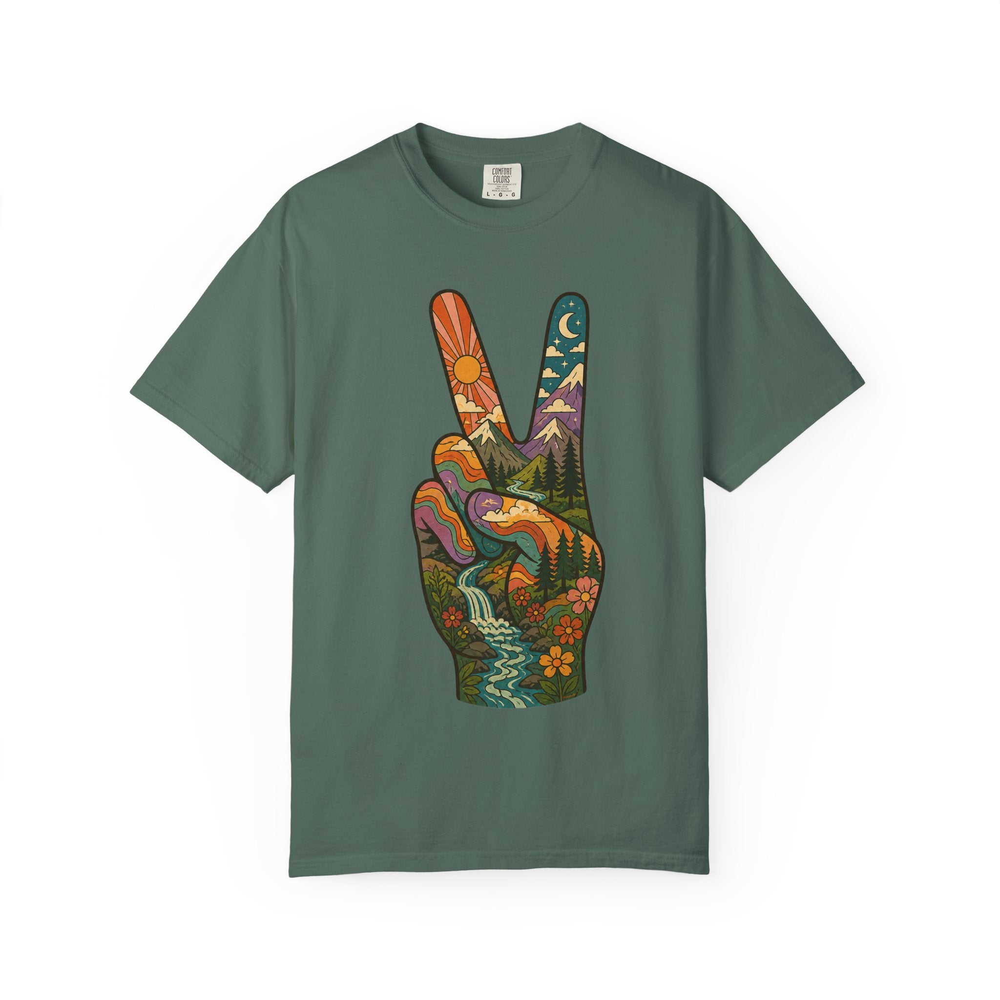 Groovy Peace Sign Unisex Garment-Dyed Adult T-Shirt
