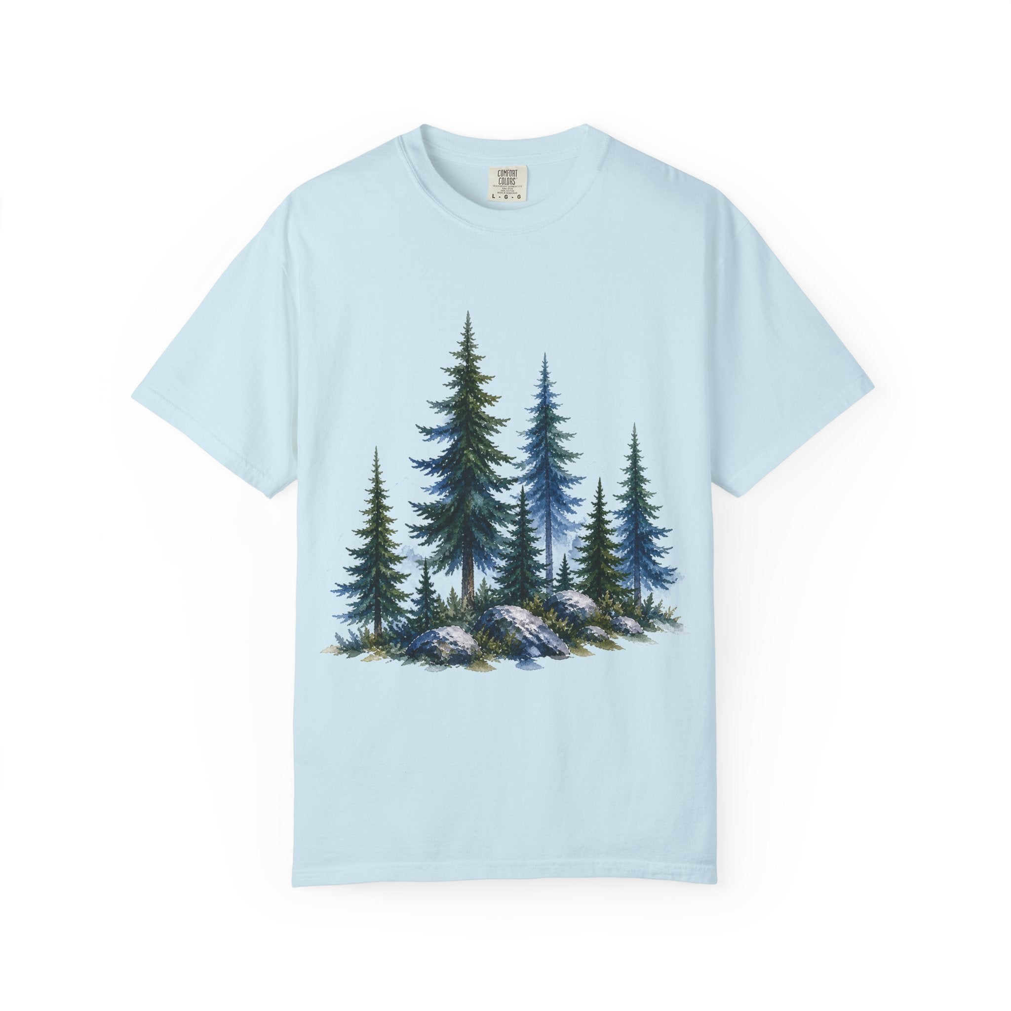 Watercolor Pine Trees Garment-Dyed T-Shirt