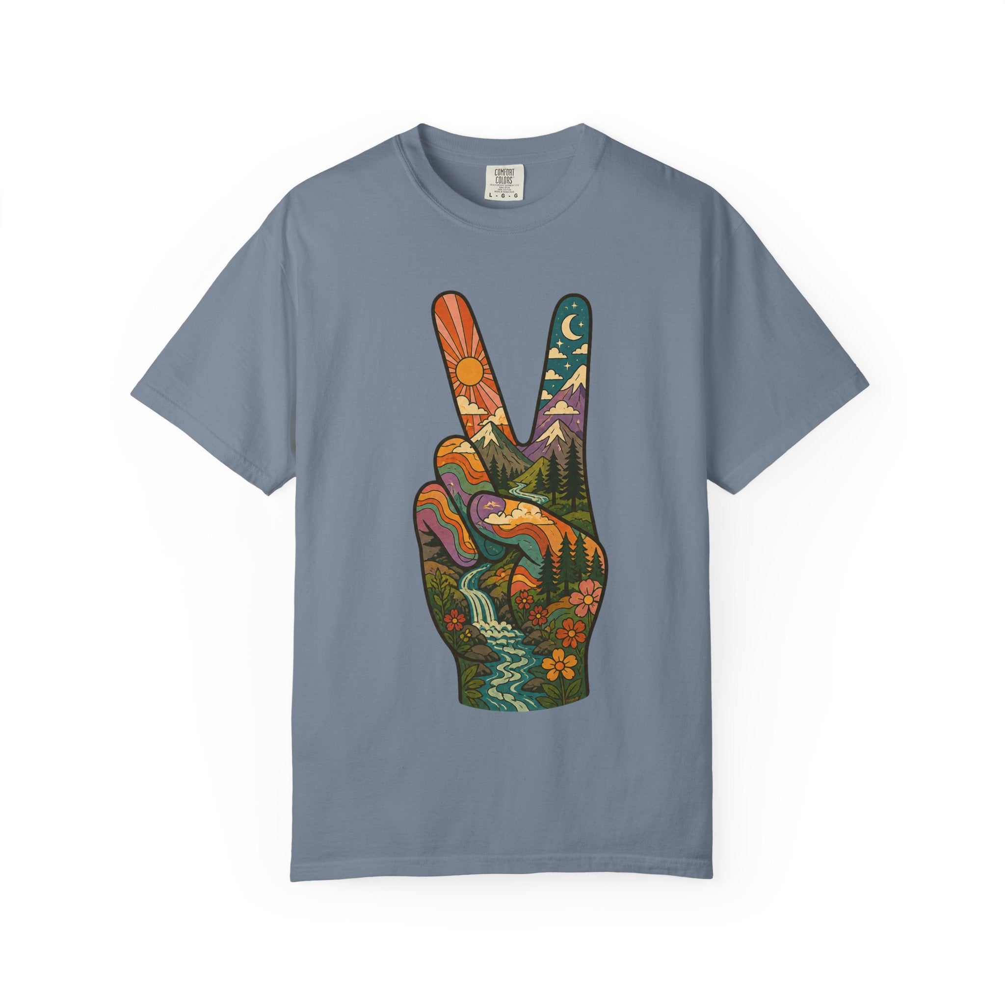 Groovy Peace Sign Unisex Garment-Dyed Adult T-Shirt