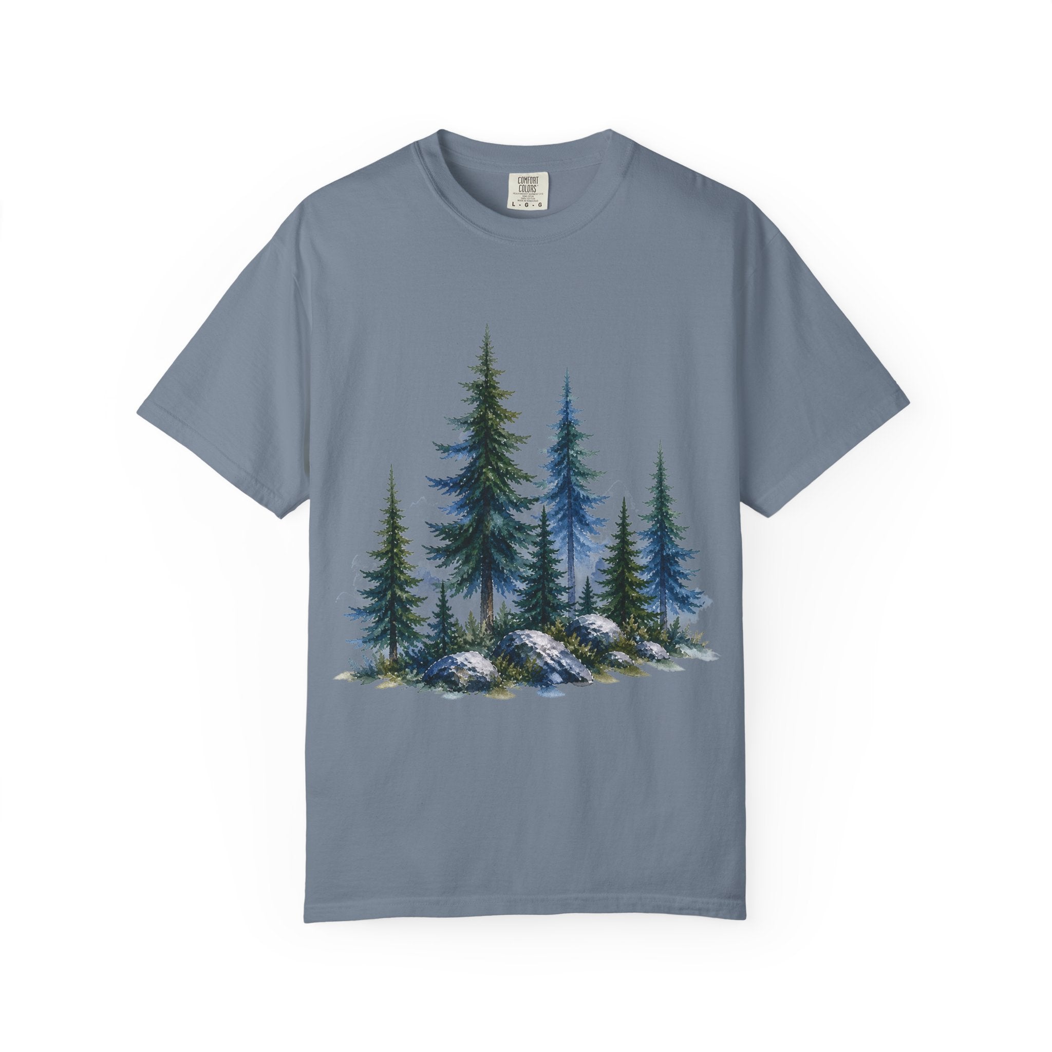 Watercolor Pine Trees Garment-Dyed T-Shirt