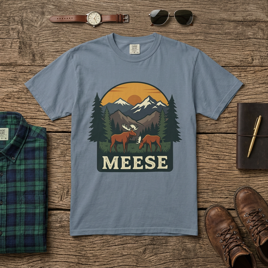 Moose Tee MEESE Vintage Outdoor Garment Dyed Graphic T-Shirt