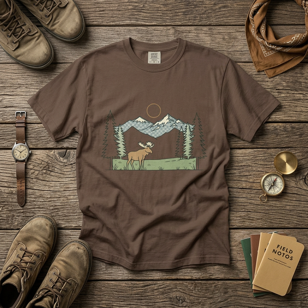 Moose Mountain Print – Garment-Dyed Adult T-Shirt