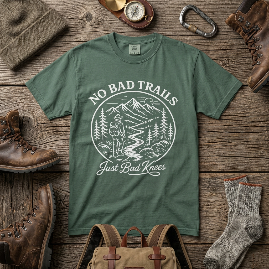 No Bad Trails, Only Bad Knees – Unisex Garment-Dyed T-Shirt