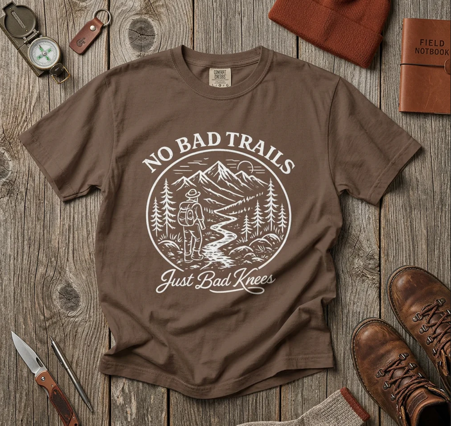 No Bad Trails, Only Bad Knees – Unisex Garment-Dyed T-Shirt
