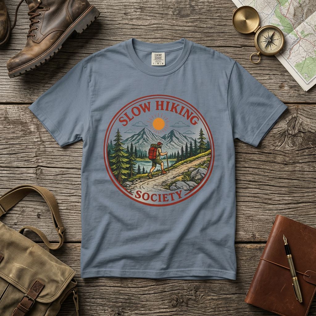 Slow Hiking Scenic Unisex Garment-Dyed T-shirt