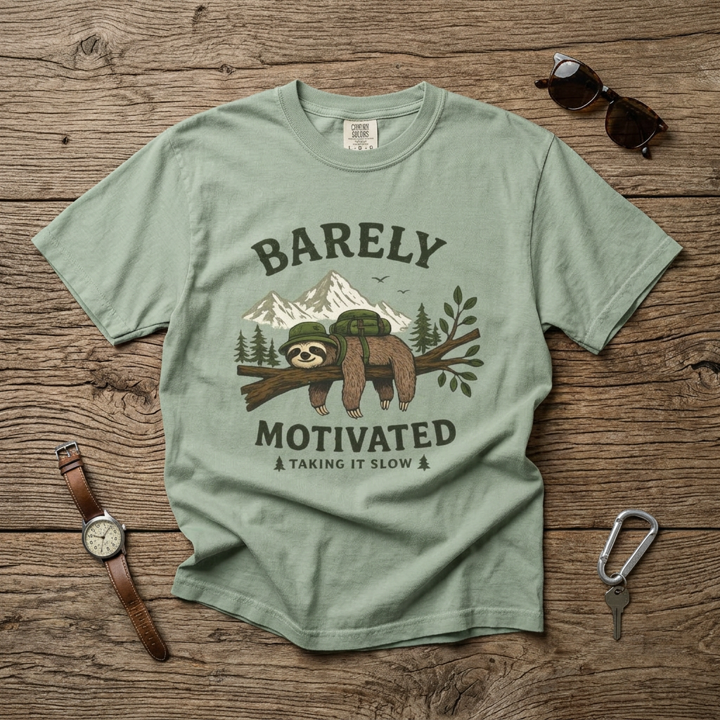 Barely Motivated Sloth Unisex Garment-Dyed T-Shirt
