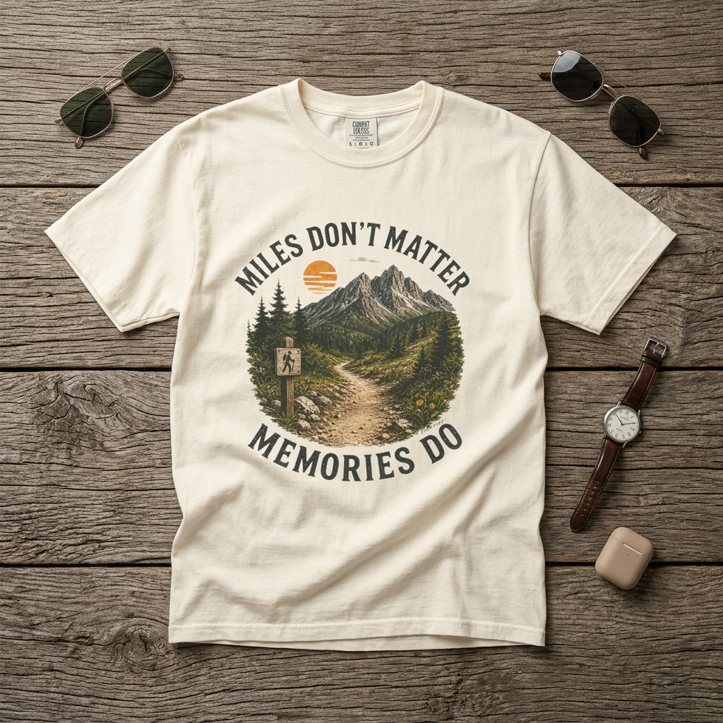 Miles Don’t Matter, Memories Do Unisex Garment-Dyed Adult T-Shirt