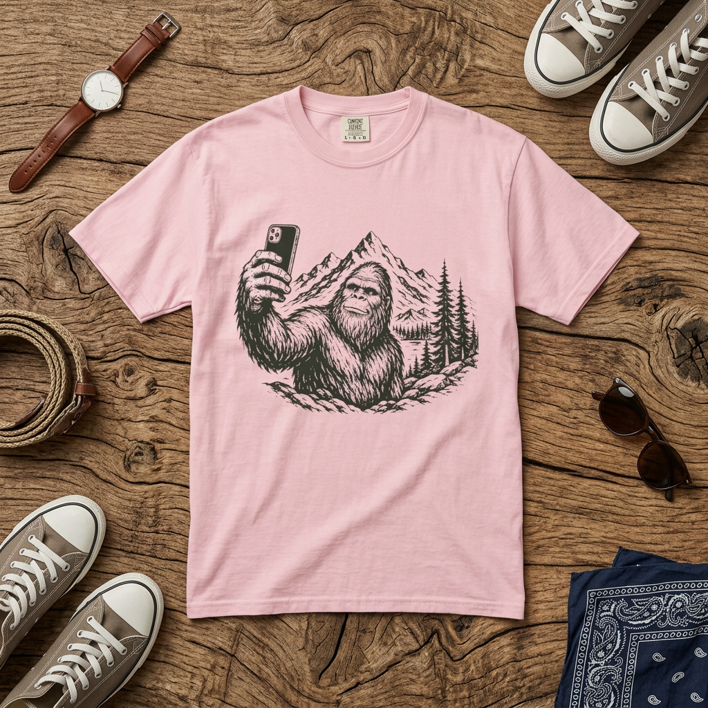 Bigfoot Selfie Garment-Dyed Adult T-Shirt