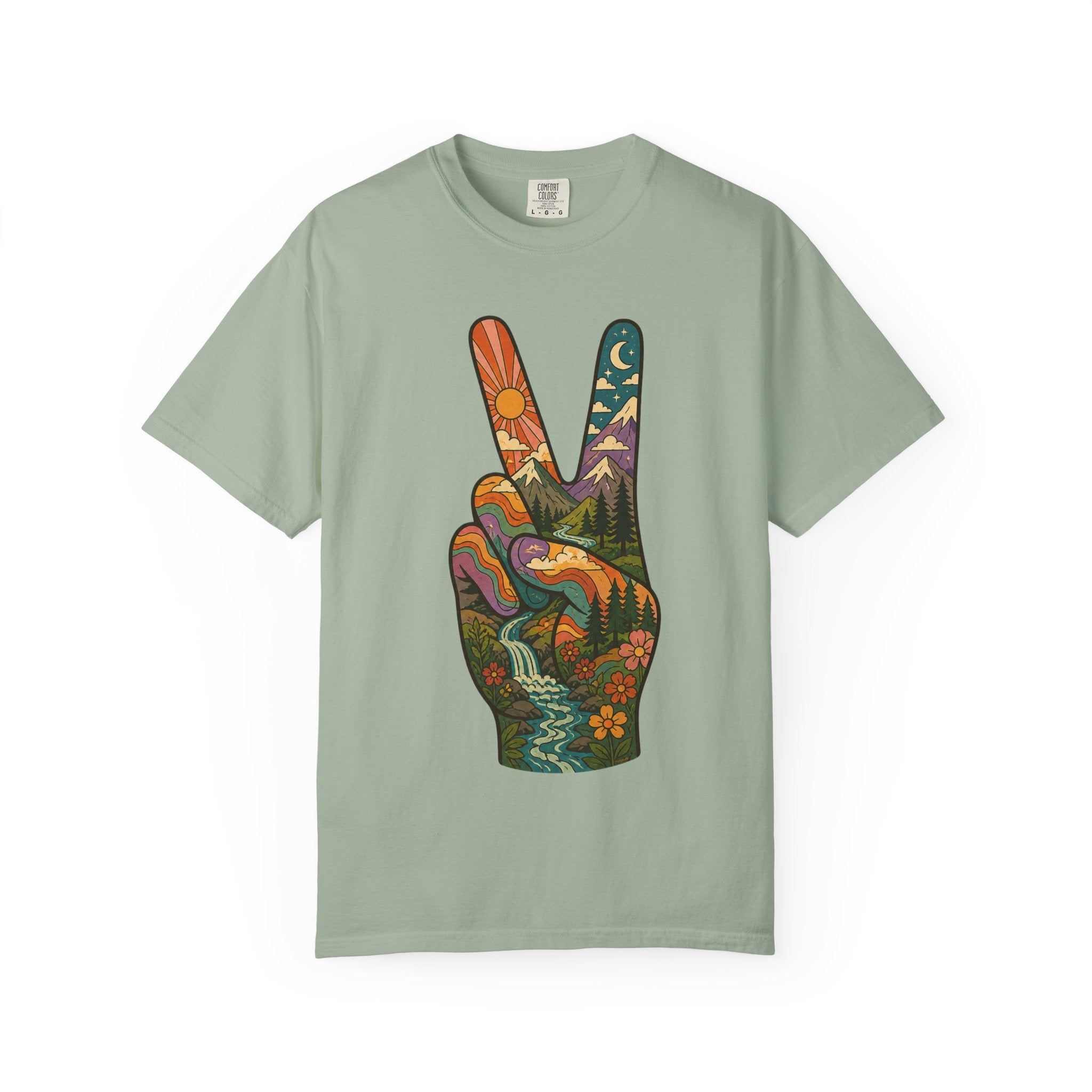 Groovy Peace Sign Unisex Garment-Dyed Adult T-Shirt