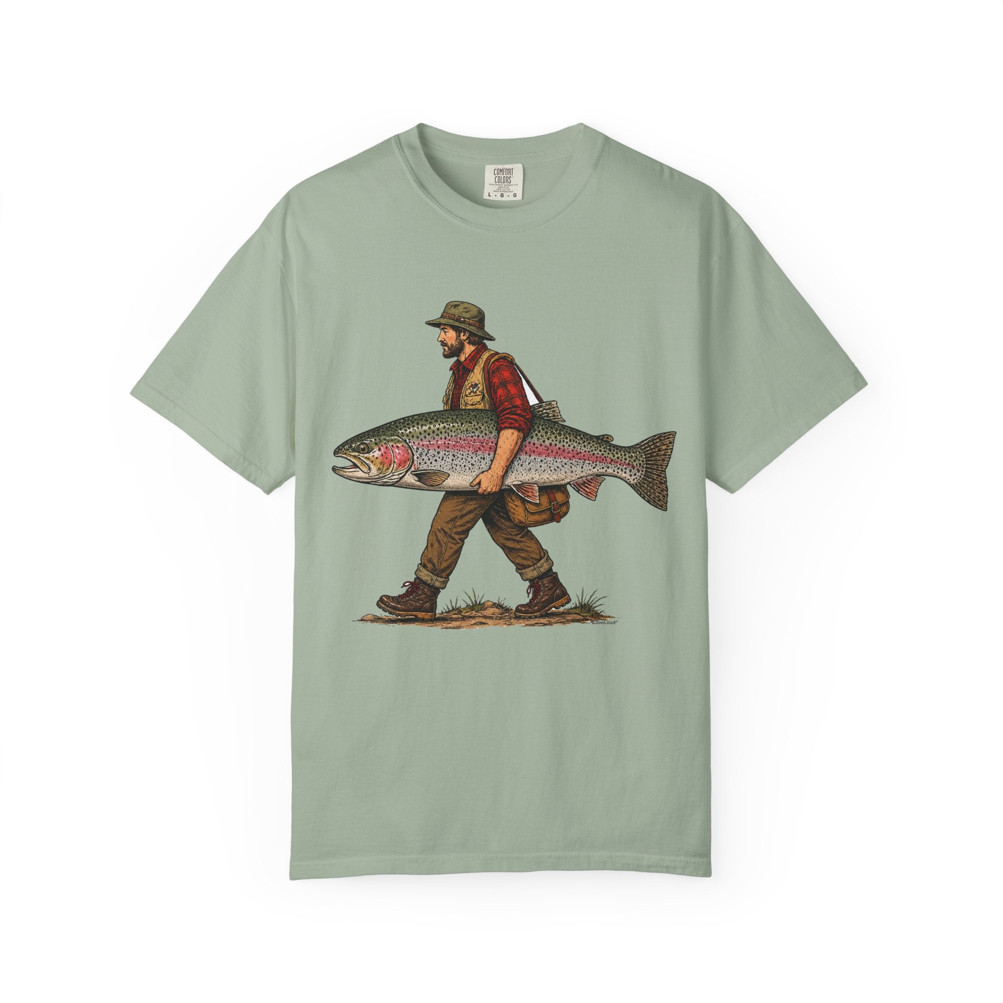 Fisherman - Huge Rainbow Trout Unisex Garment-Dyed Adult T-shirt