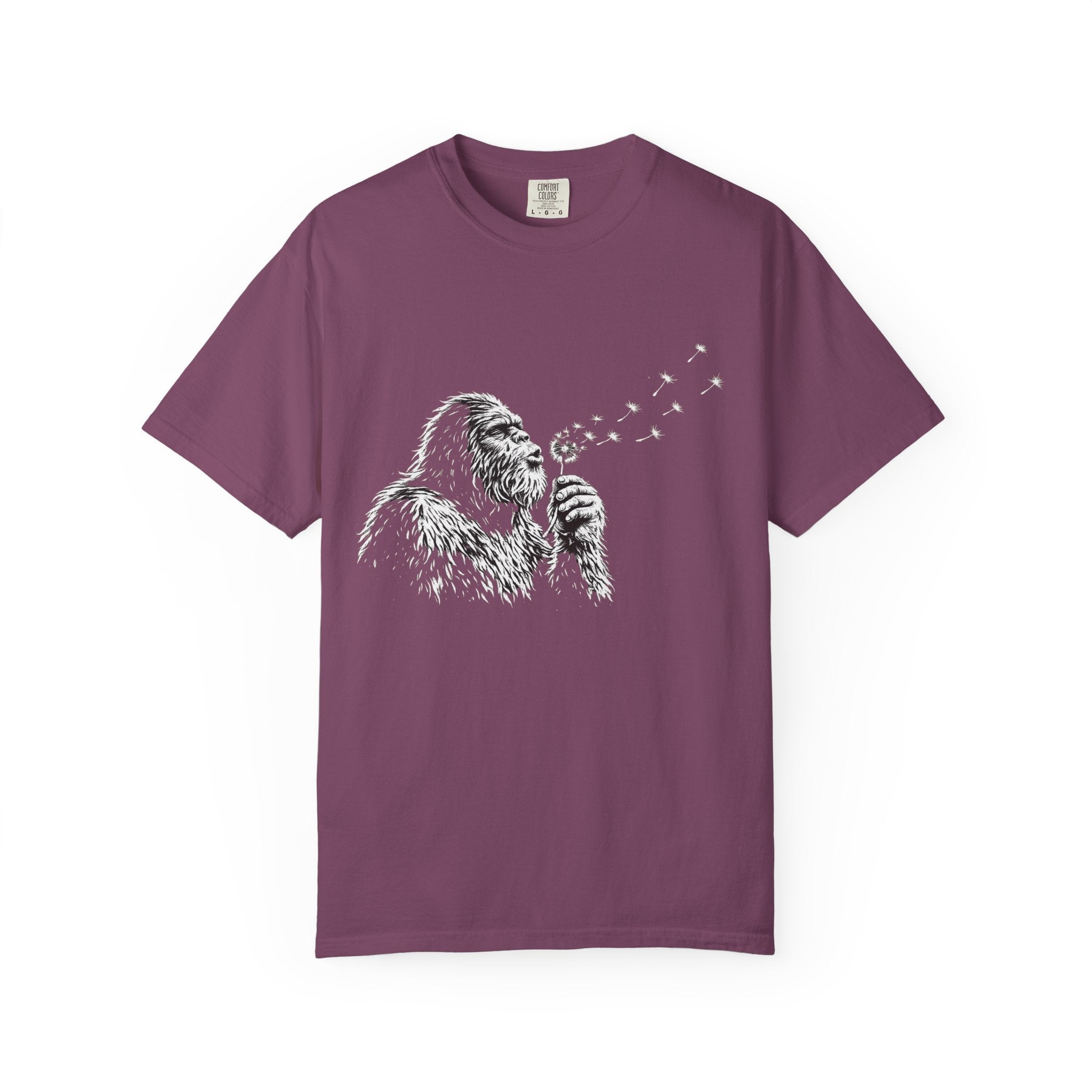 Sasquatch Blowing a Dandelion Garment-Dyed Adult T-Shirt