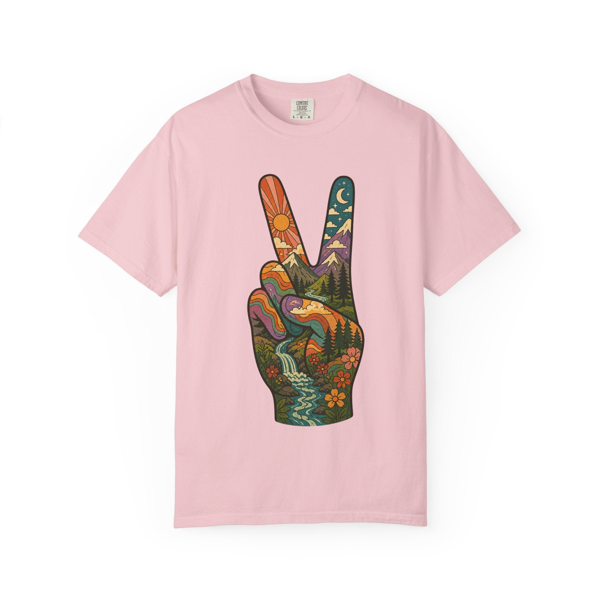 Groovy Peace Sign Unisex Garment-Dyed Adult T-Shirt
