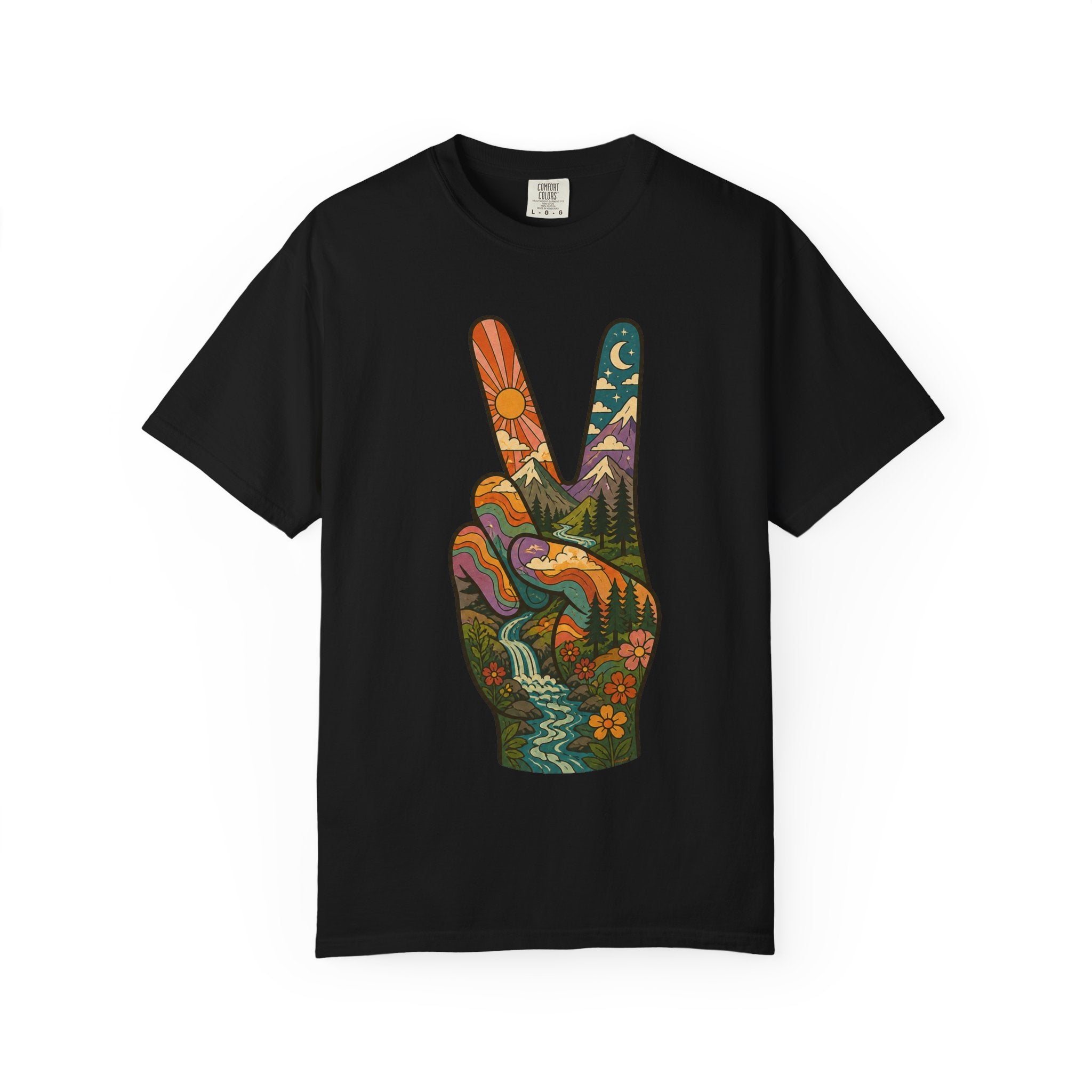 Groovy Peace Sign Unisex Garment-Dyed Adult T-Shirt