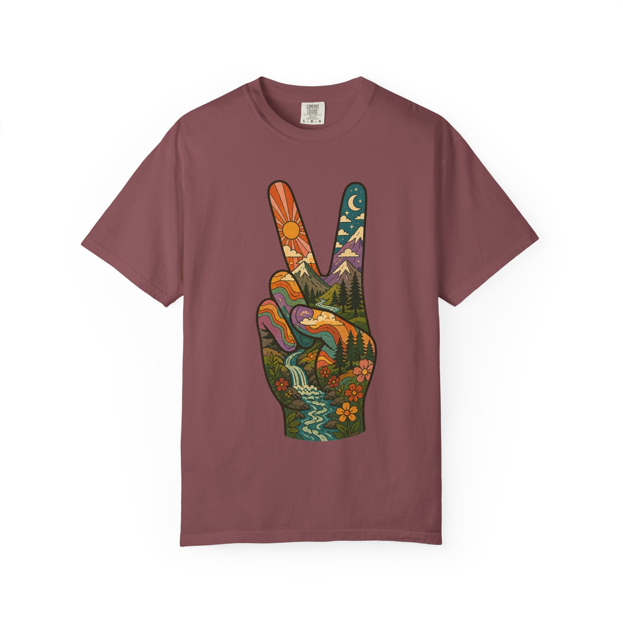 Groovy Peace Sign Unisex Garment-Dyed Adult T-Shirt
