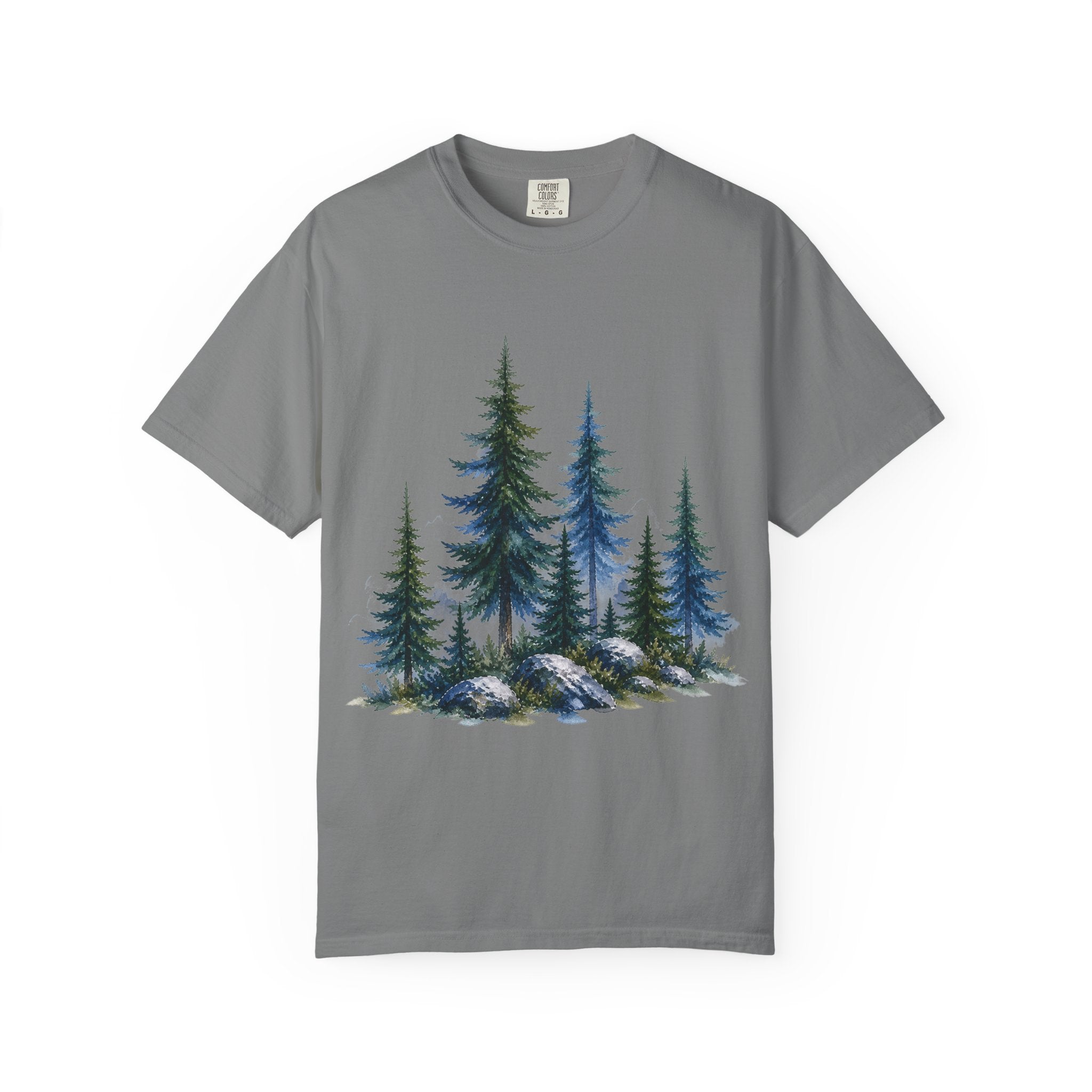 Watercolor Pine Trees Garment-Dyed T-Shirt