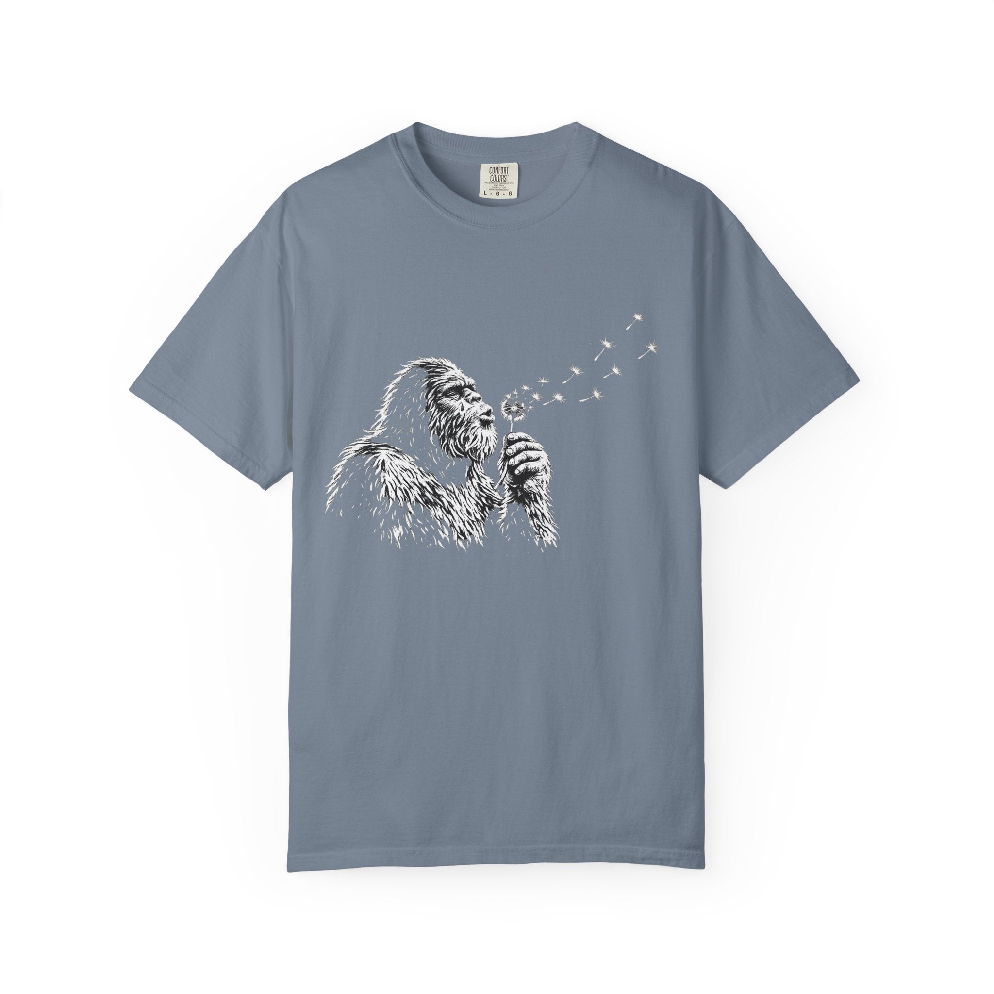 Sasquatch Blowing a Dandelion Garment-Dyed Adult T-Shirt