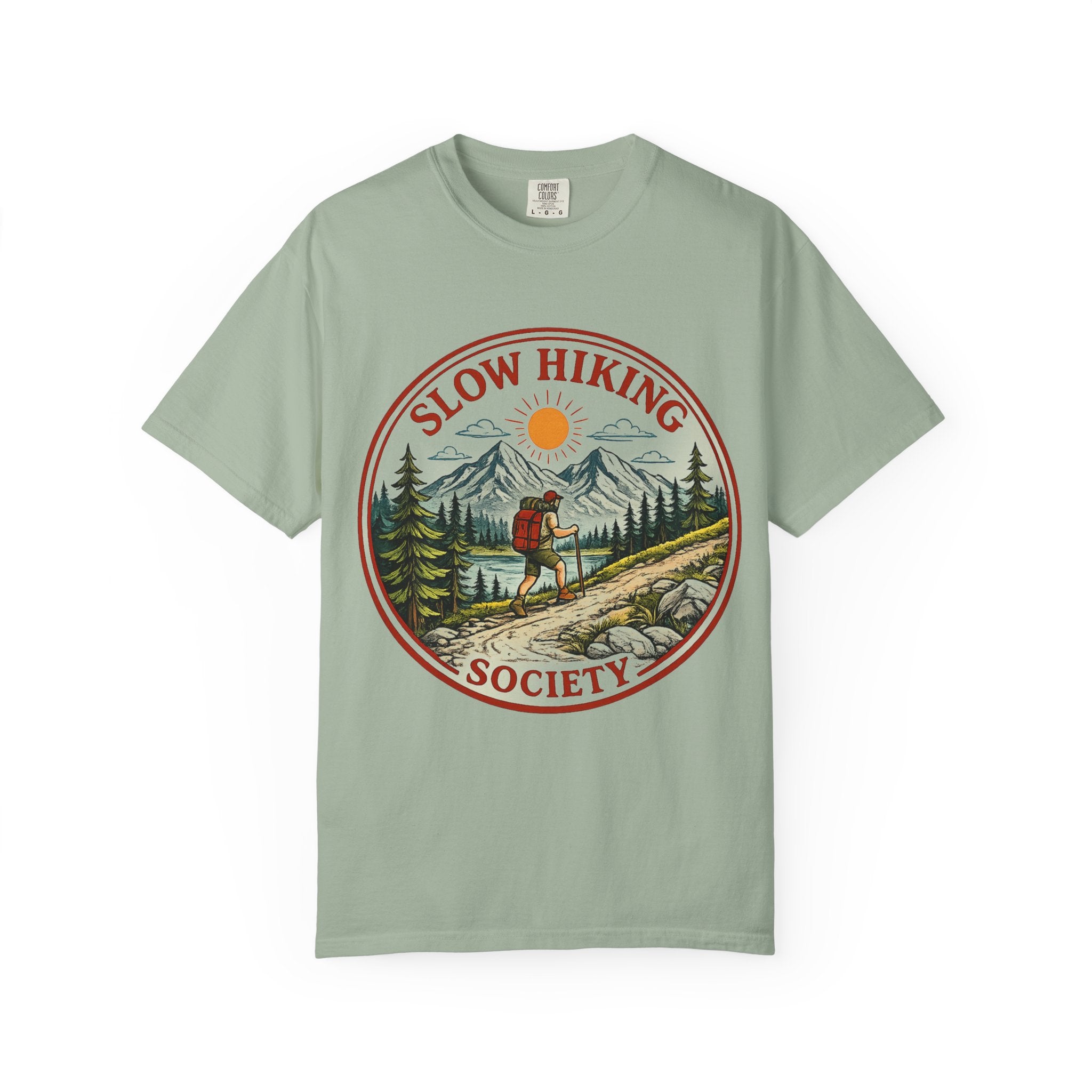 Slow Hiking Scenic Unisex Garment-Dyed T-shirt