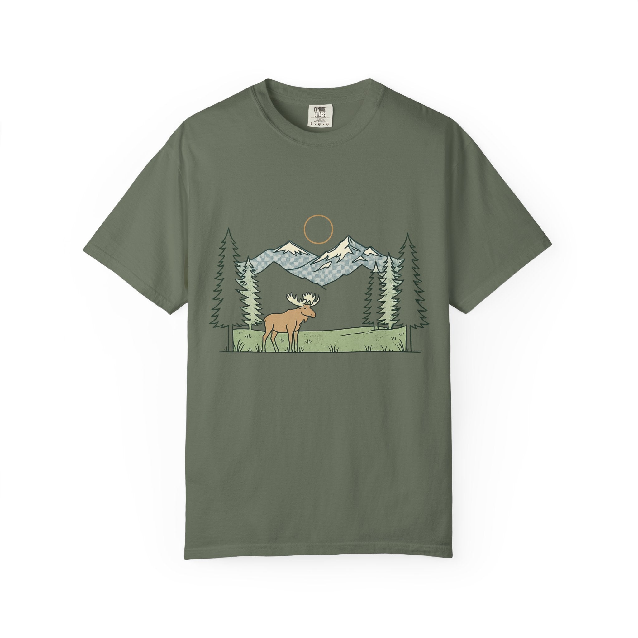 Moose Mountain Print – Garment-Dyed Adult T-Shirt