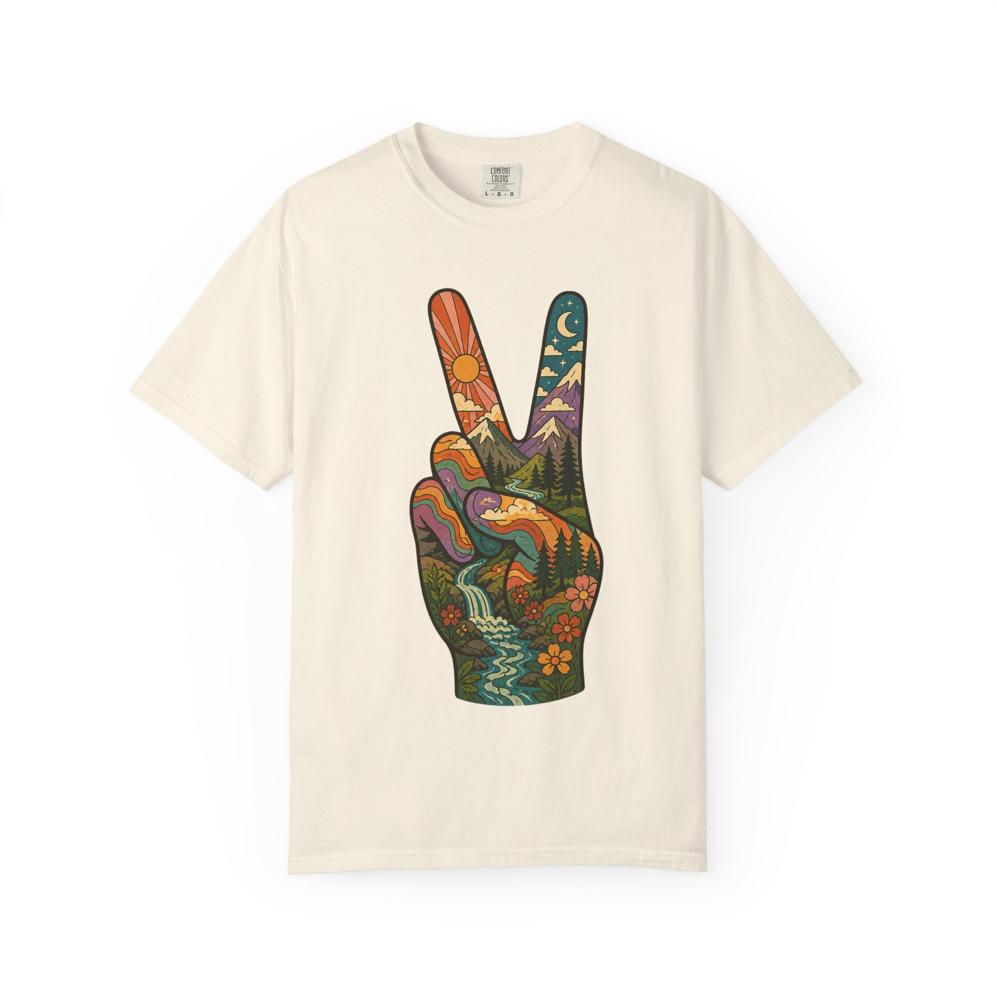Groovy Peace Sign Unisex Garment-Dyed Adult T-Shirt