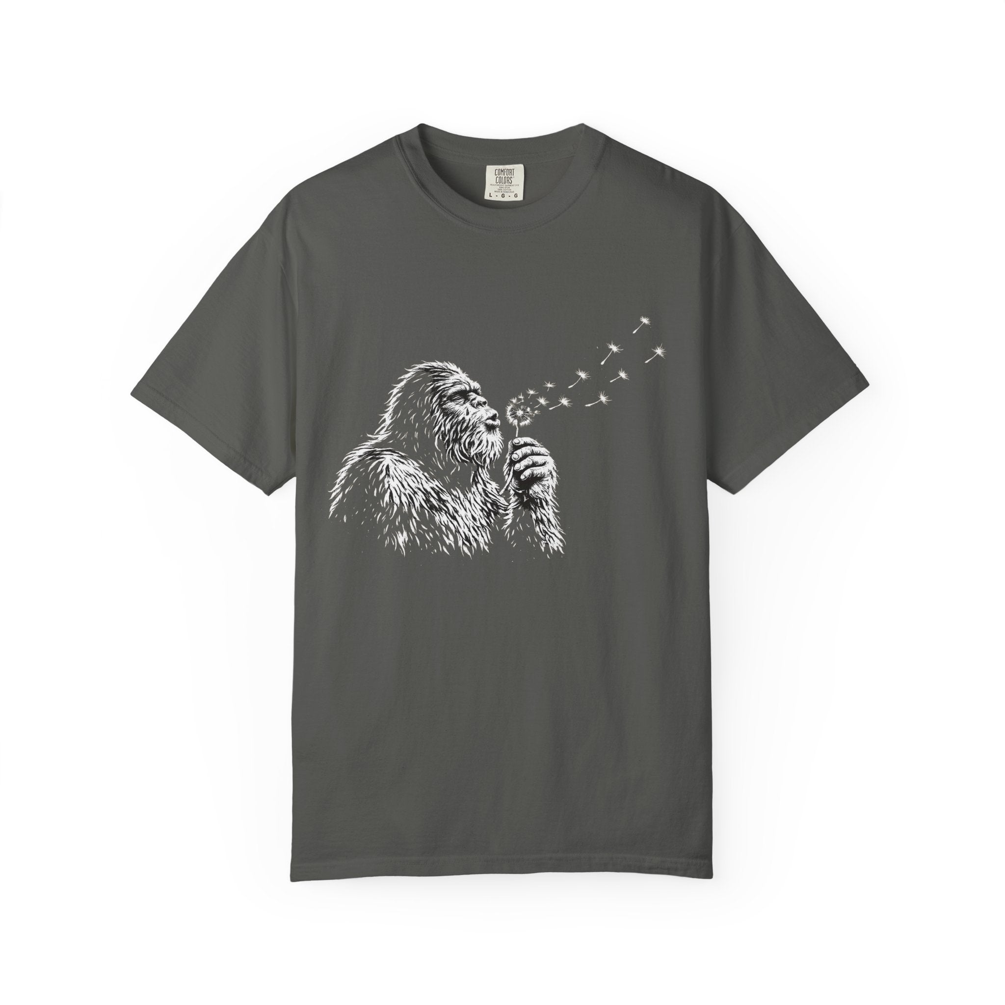 Sasquatch Blowing a Dandelion Garment-Dyed Adult T-Shirt