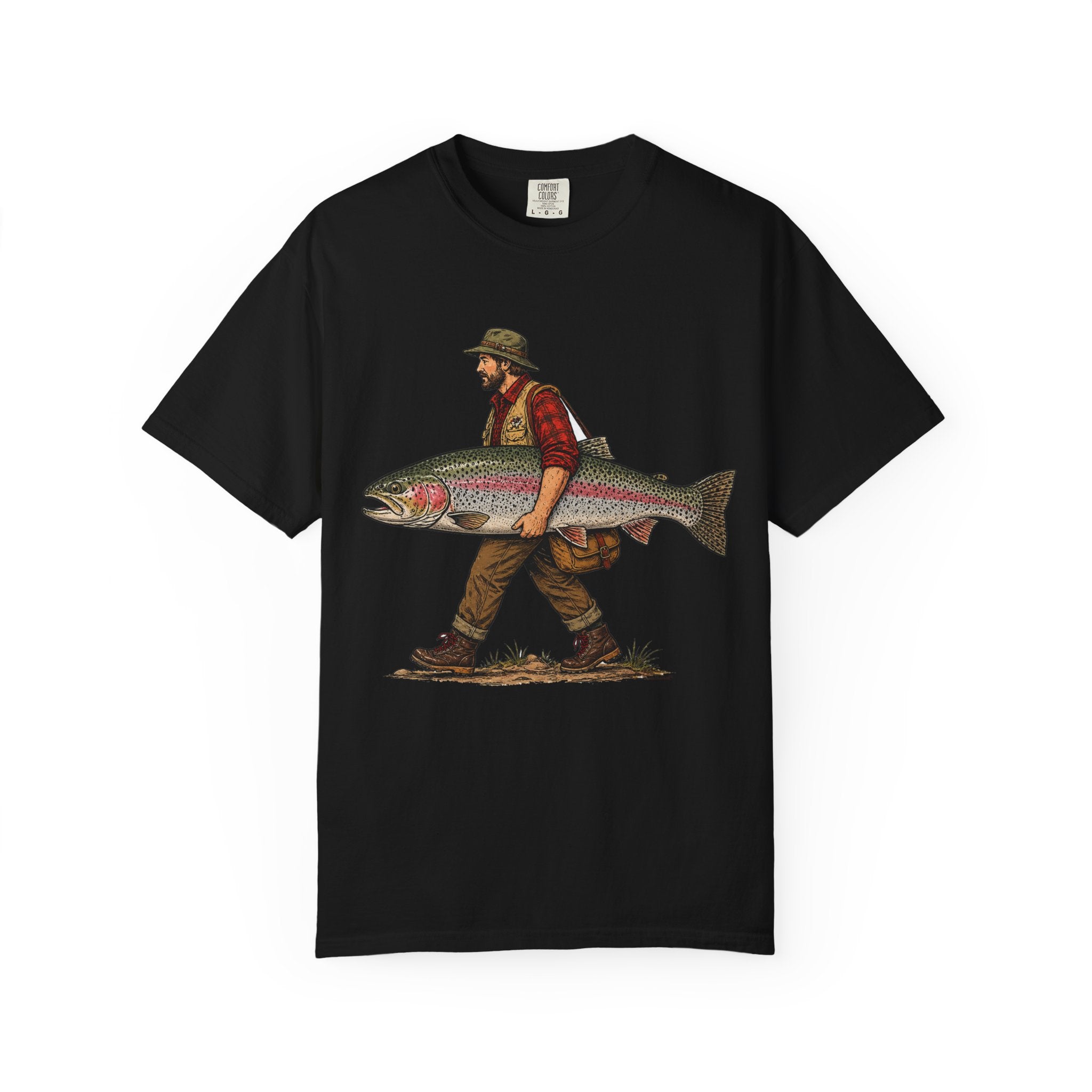 Fisherman - Huge Rainbow Trout Unisex Garment-Dyed Adult T-shirt