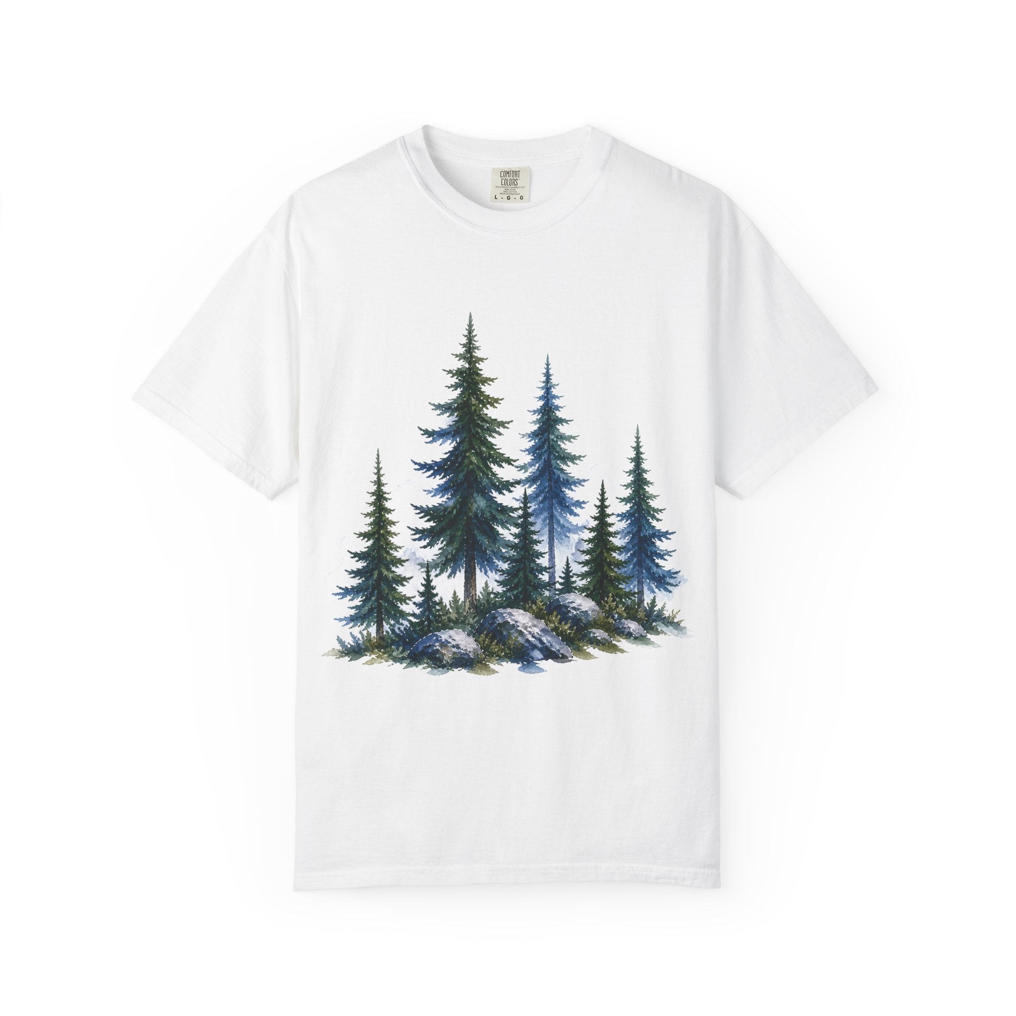 Watercolor Pine Trees Garment-Dyed T-Shirt