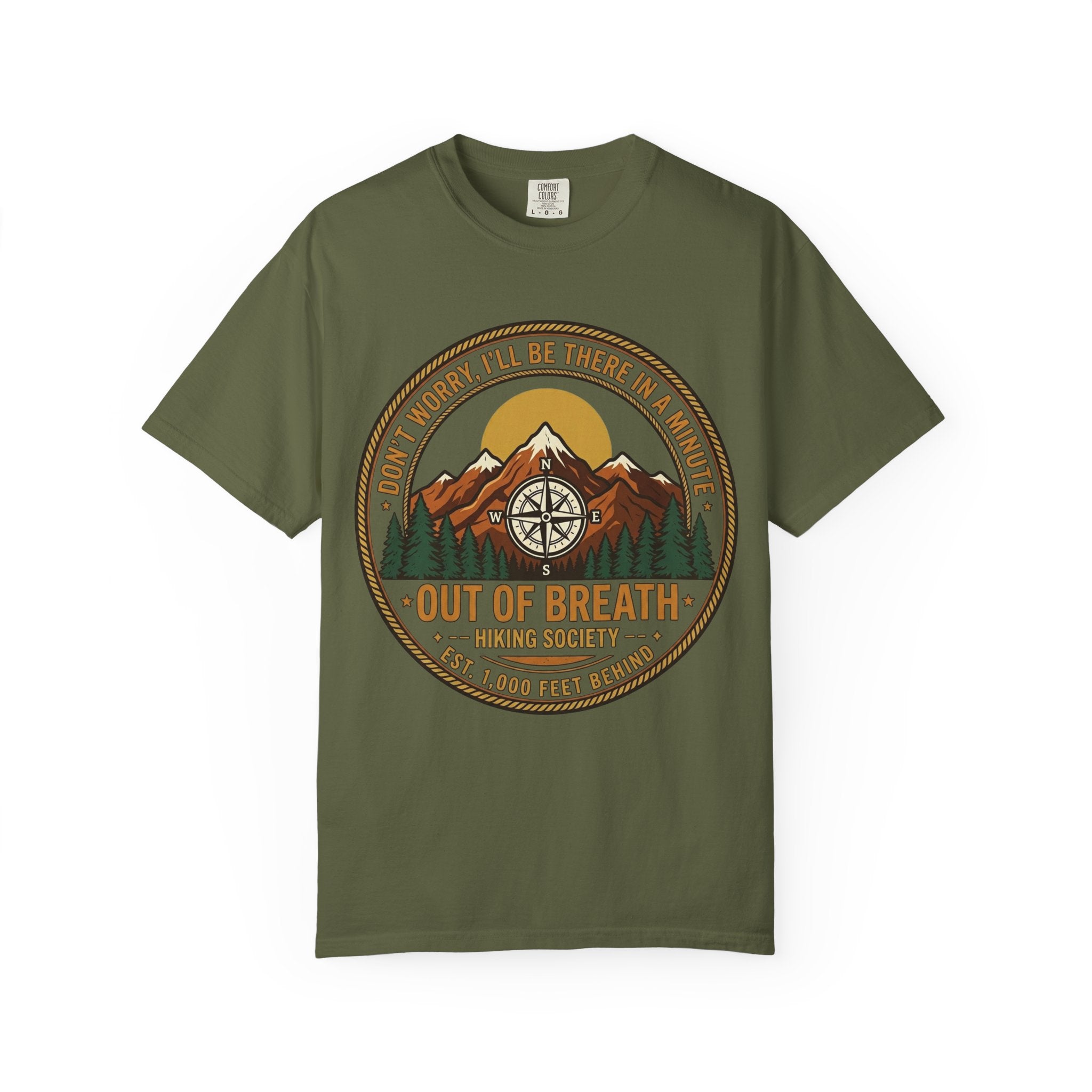 Out of Breath Hiking Society Adult Garment-Dyed T-Shirt