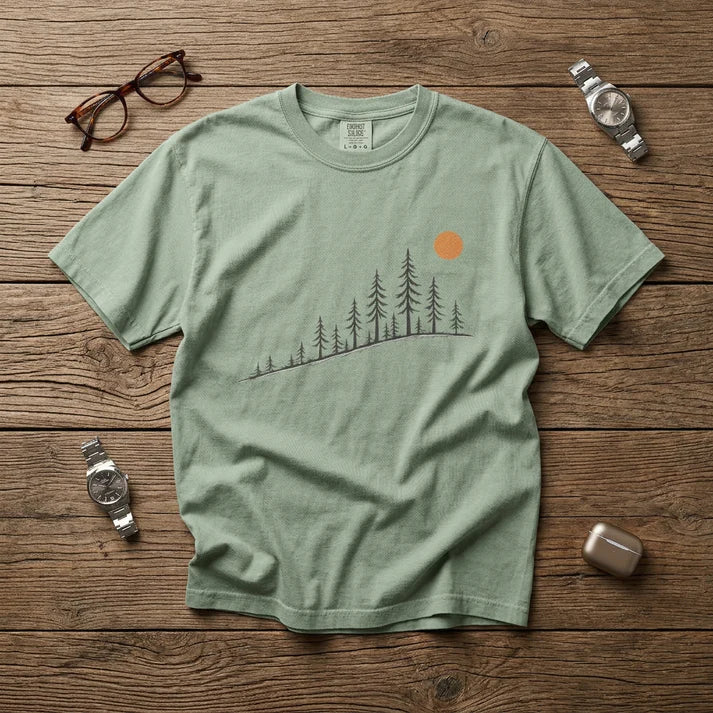 Sunrise Over the Pines Adult Garment-Dyed T-Shirt